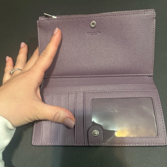 Coach Lilac purple Women's Slim Wallet durable chic crossgrain leather - Picture 3 of 10